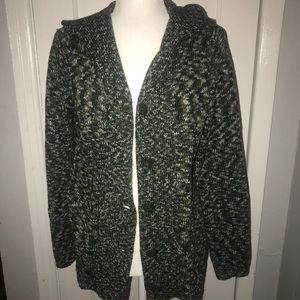 Christofer Banks green button sweater